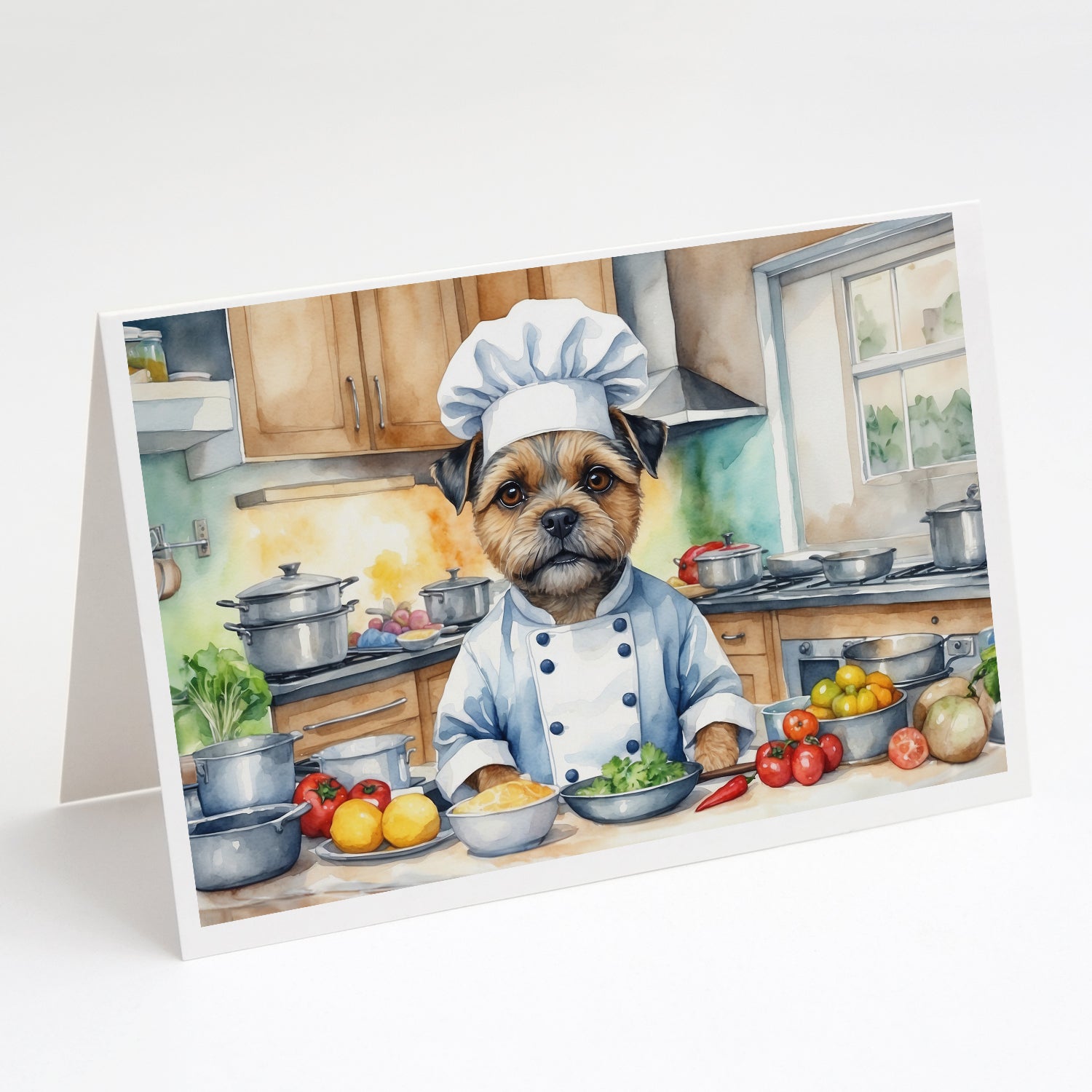 Border Terrier The Chef Greeting Cards Pack of 8 Blank Cards with Envelopes Whimsical A7 Size 5x7
