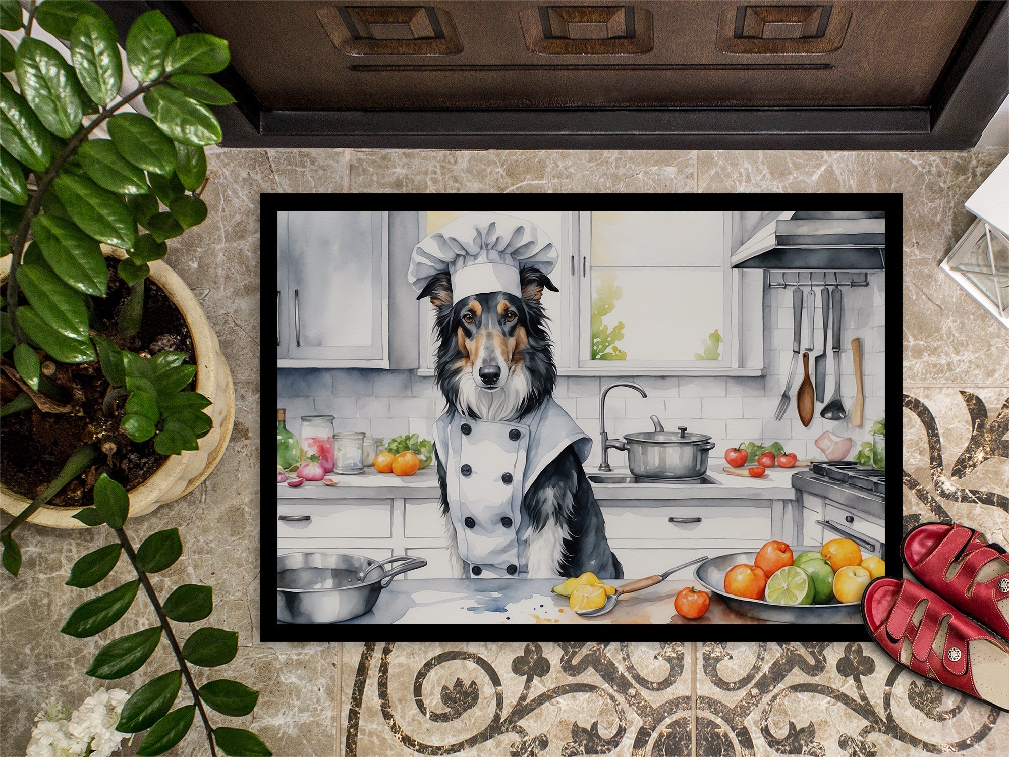 Borzoi The Chef Doormat Indoor Outdoor 18H X 27W Front Door Mat Rugs for Entryway, Non Slip Washable