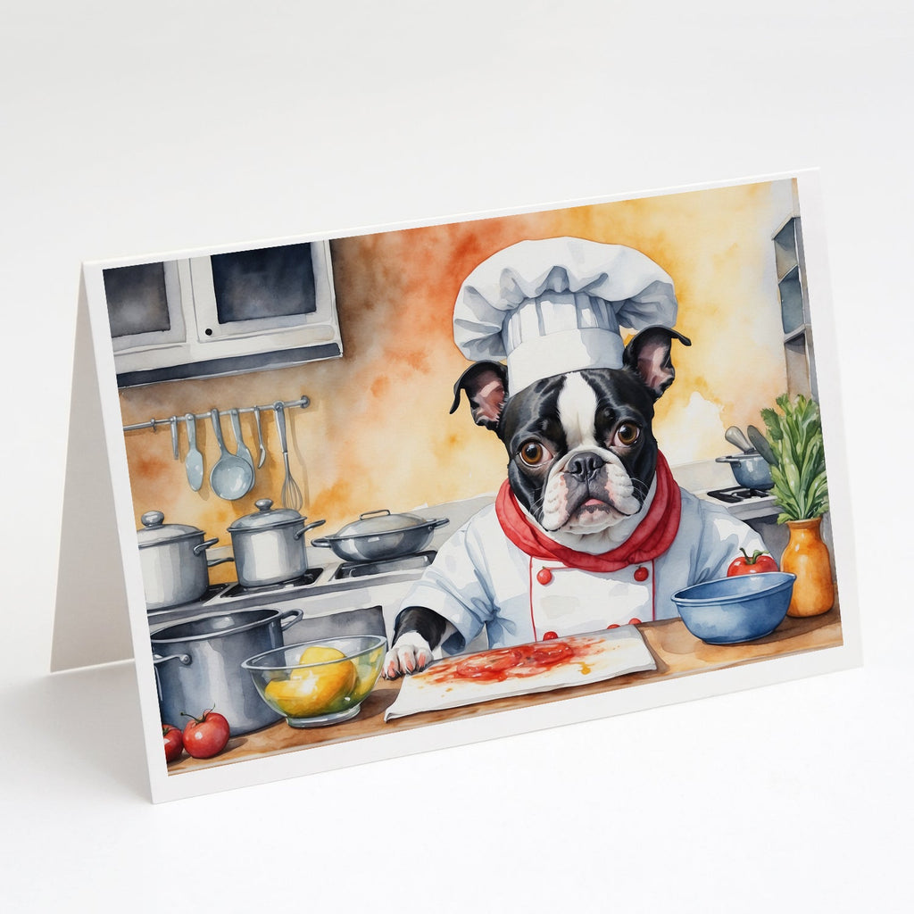 Boston Terrier The Chef Greeting Cards Pack of 8 Blank Cards with Envelopes Whimsical A7 Size 5x7