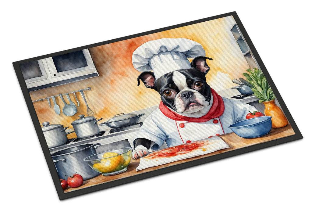 Boston Terrier The Chef Doormat Indoor Outdoor 24H X 36W Front Door Mat Rugs for Entryway, Non Slip Washable Low Pile,