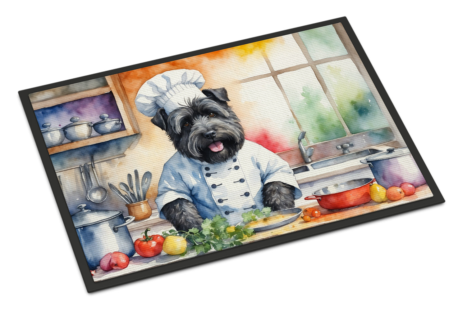 Bouvier des Flandres The Chef Doormat Indoor Outdoor 18H X 27W Front Door Mat Rugs for Entryway, Non Slip Washable