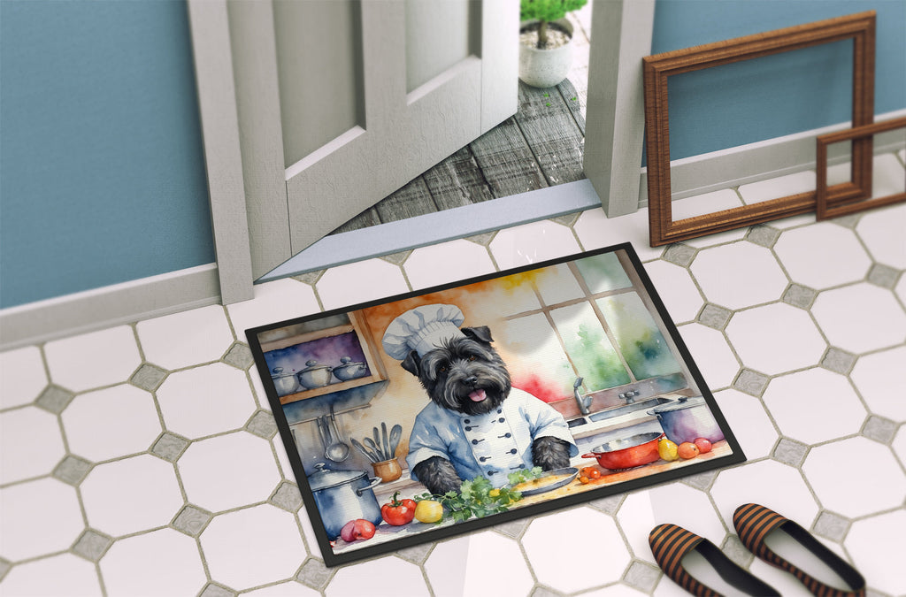 Bouvier des Flandres The Chef Doormat Indoor Outdoor 18H X 27W Front Door Mat Rugs for Entryway, Non Slip Washable