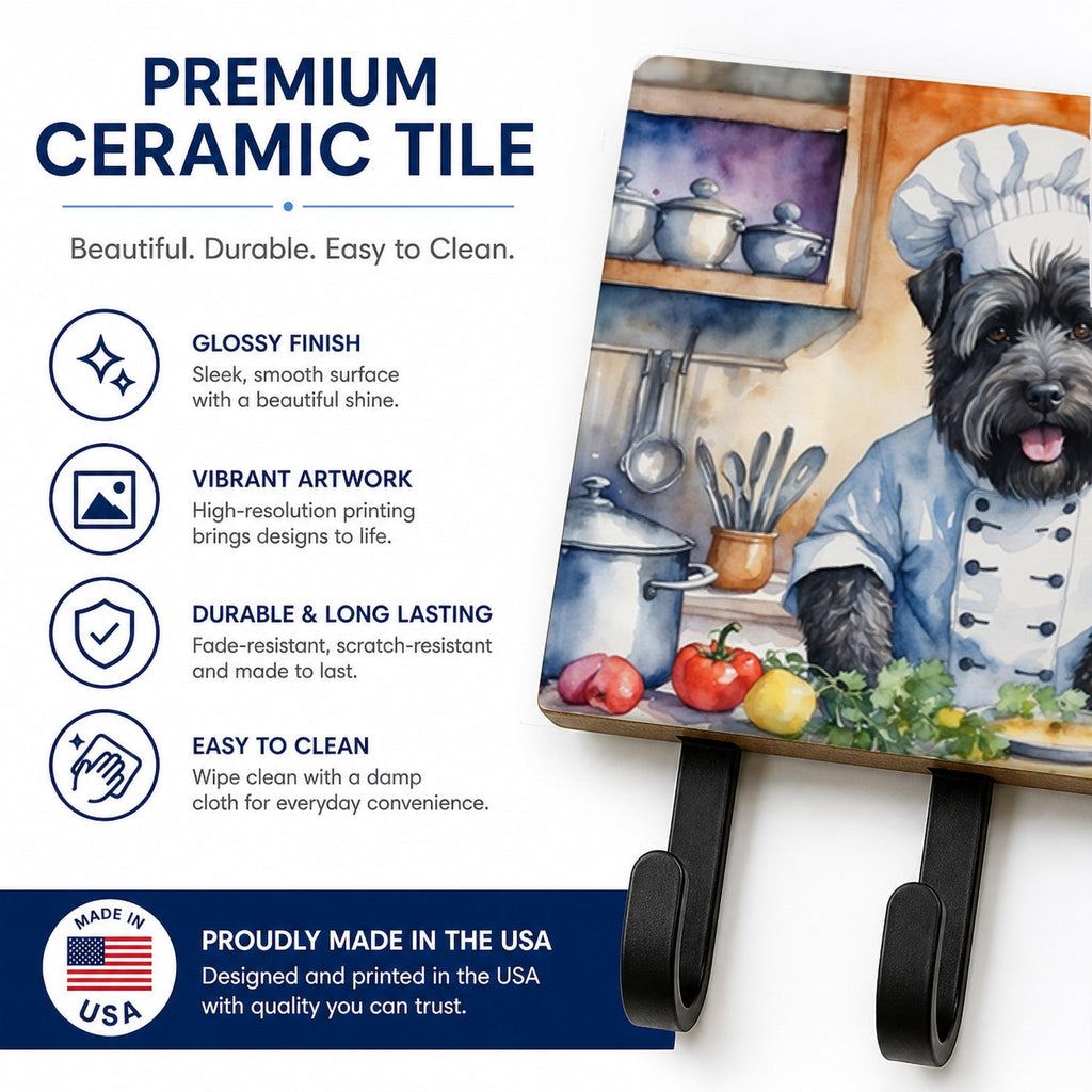 Bouvier des Flandres The Chef Leash or Key Holder Wall Hooks, Coat Rack Wall Mount, for Hanging Keys, Towels, Aprons, Leashes
