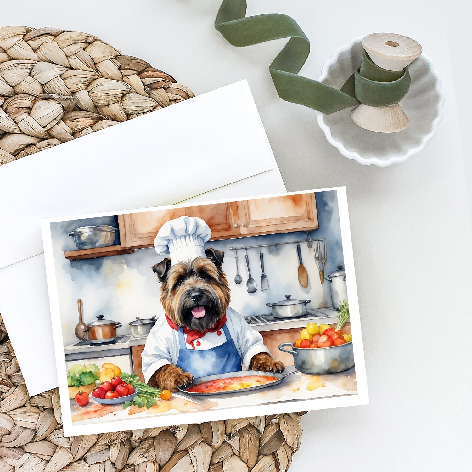 Bouvier des Flandres The Chef Greeting Cards Pack of 8 Blank Cards with Envelopes Whimsical A7 Size 5x7