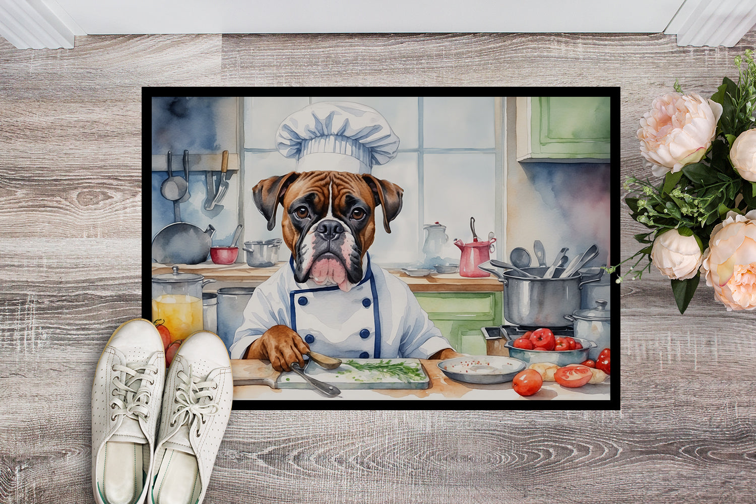 Boxer The Chef Doormat Indoor Outdoor 18H X 27W Front Door Mat Rugs for Entryway, Non Slip Washable