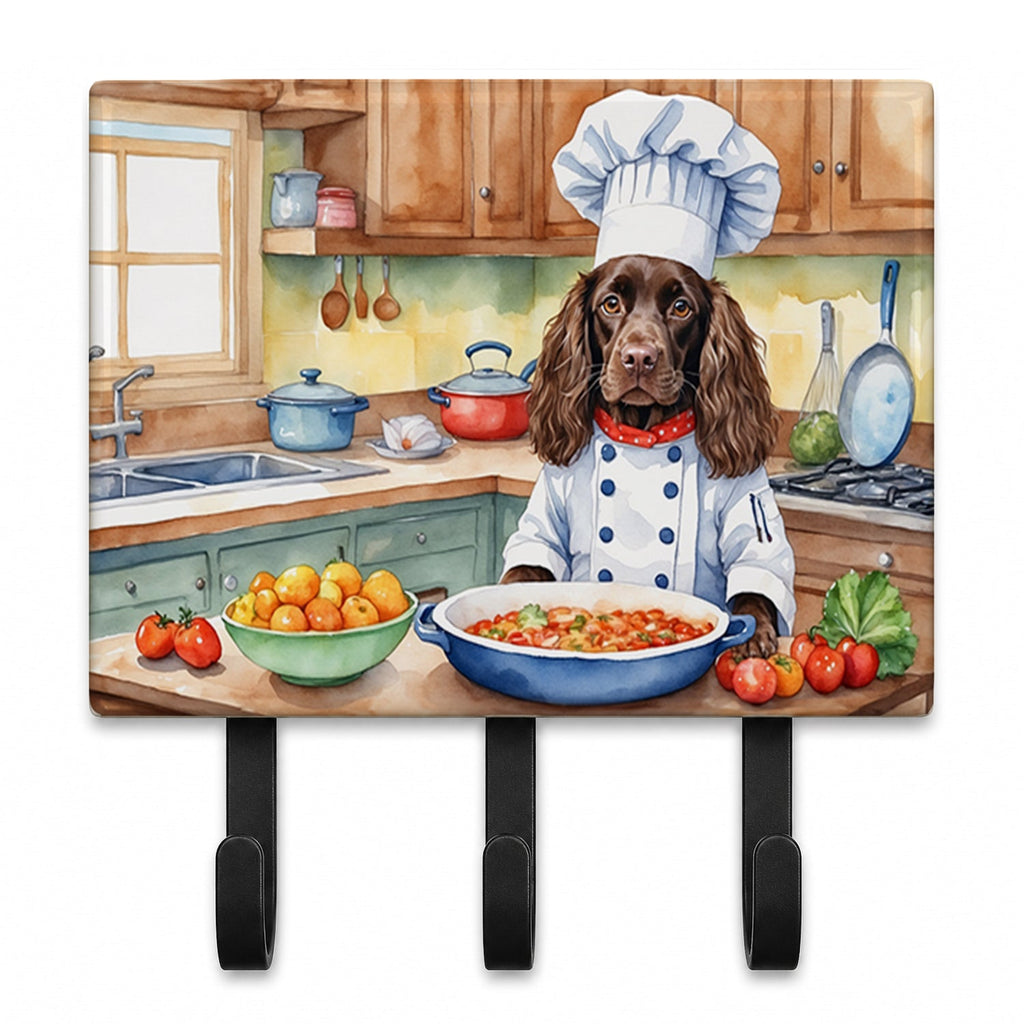 Boykin Spaniel The Chef Leash or Key Holder Wall Hooks, Coat Rack Wall Mount, for Hanging Keys, Towels, Aprons, Leashes
