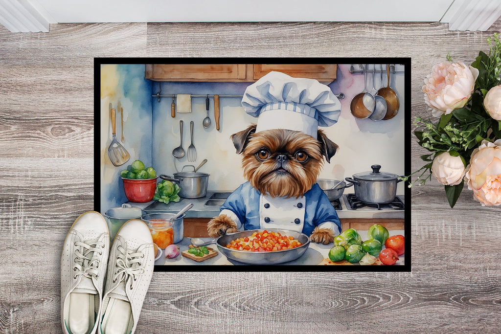 Brussels Griffon The Chef Doormat Indoor Outdoor 18H X 27W Front Door Mat Rugs for Entryway, Non Slip Washable