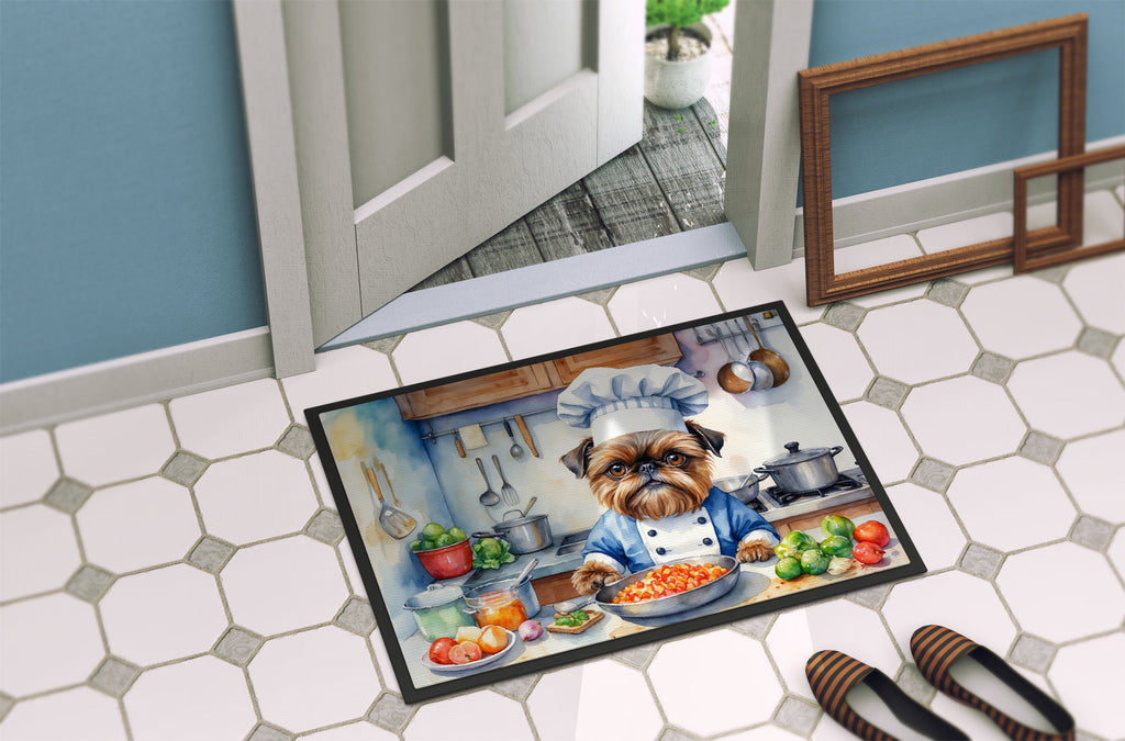 Brussels Griffon The Chef Doormat Indoor Outdoor 18H X 27W Front Door Mat Rugs for Entryway, Non Slip Washable