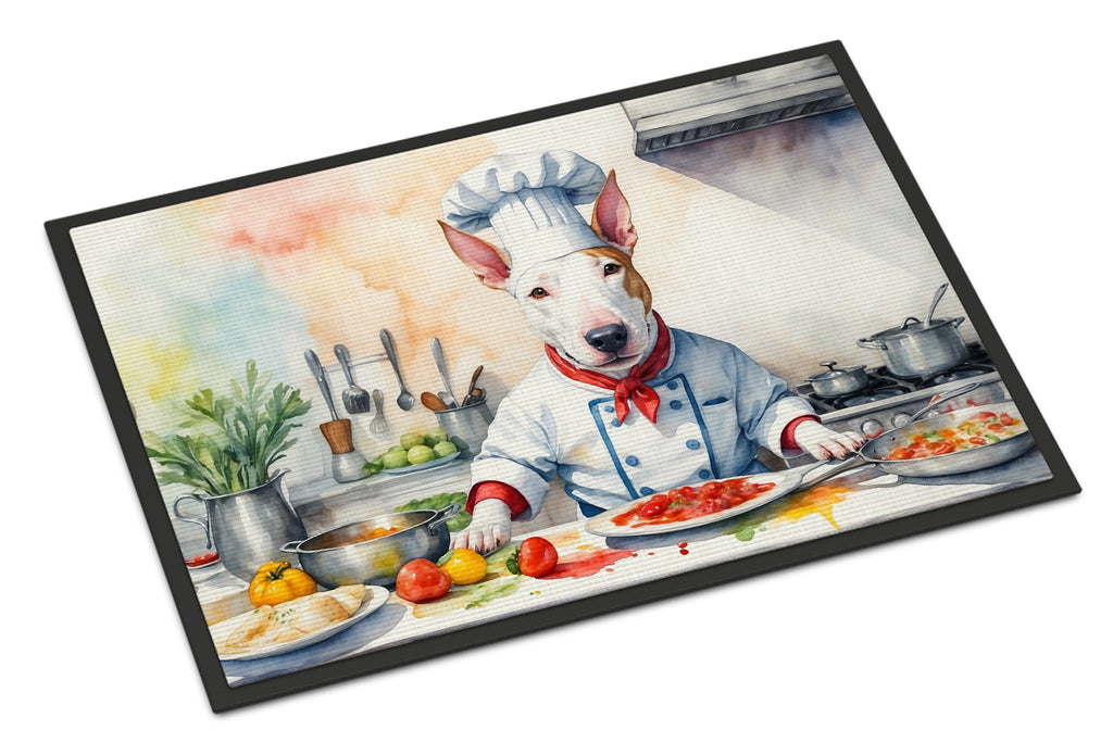 Bull Terrier The Chef Doormat Indoor Outdoor 24H X 36W Front Door Mat Rugs for Entryway, Non Slip Washable Low Pile,