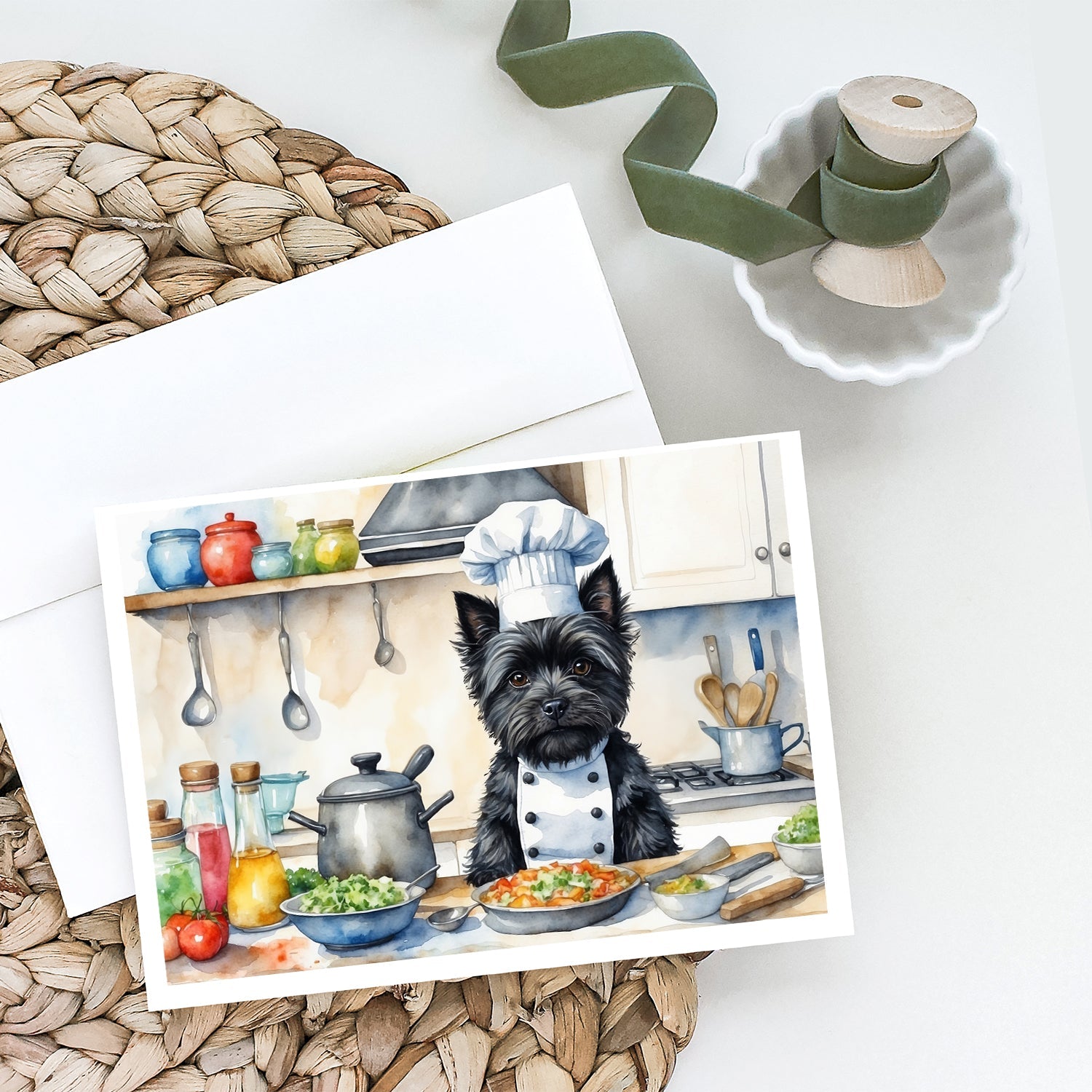 Cairn Terrier The Chef Greeting Cards Pack of 8 Blank Cards with Envelopes Whimsical A7 Size 5x7