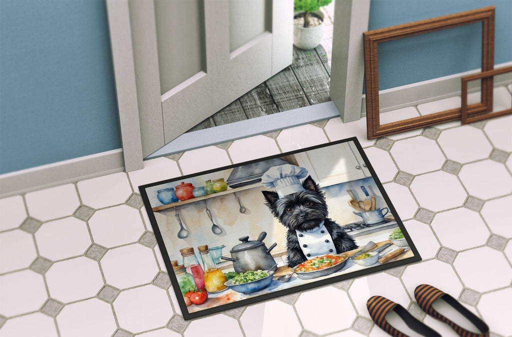 Cairn Terrier The Chef Doormat Indoor Outdoor 24H X 36W Front Door Mat Rugs for Entryway, Non Slip Washable Low Pile,