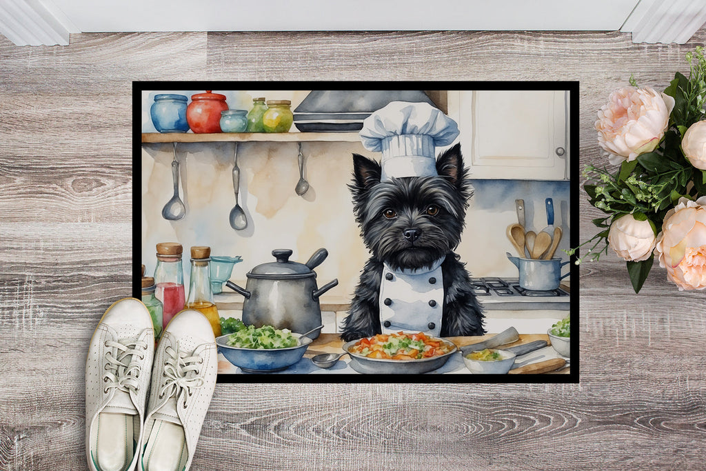 Cairn Terrier The Chef Doormat Indoor Outdoor 18H X 27W Front Door Mat Rugs for Entryway, Non Slip Washable