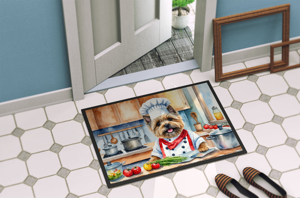Cairn Terrier The Chef Doormat Indoor Outdoor 24H X 36W Front Door Mat Rugs for Entryway, Non Slip Washable Low Pile,