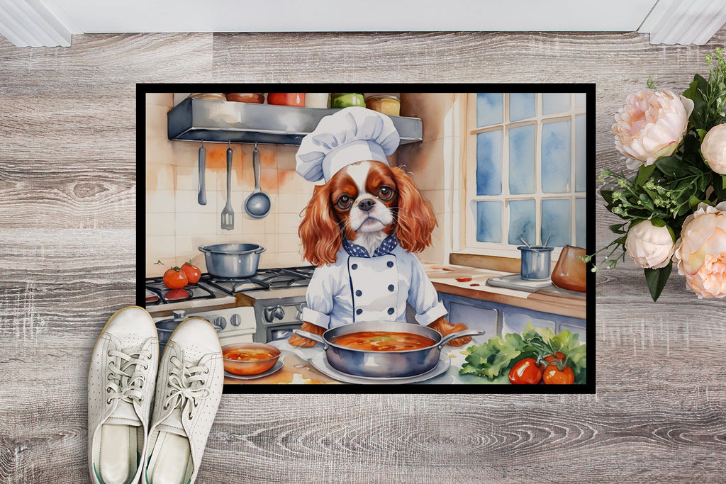 Cavalier Spaniel The Chef Doormat Indoor Outdoor 18H X 27W Front Door Mat Rugs for Entryway, Non Slip Washable