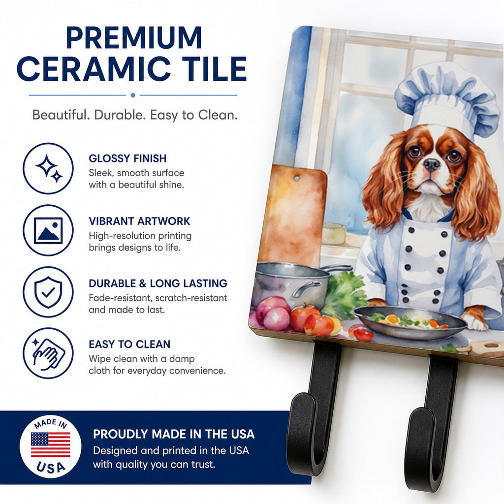 Cavalier Spaniel The Chef Leash or Key Holder Wall Hooks, Coat Rack Wall Mount, for Hanging Keys, Towels, Aprons, Leashes