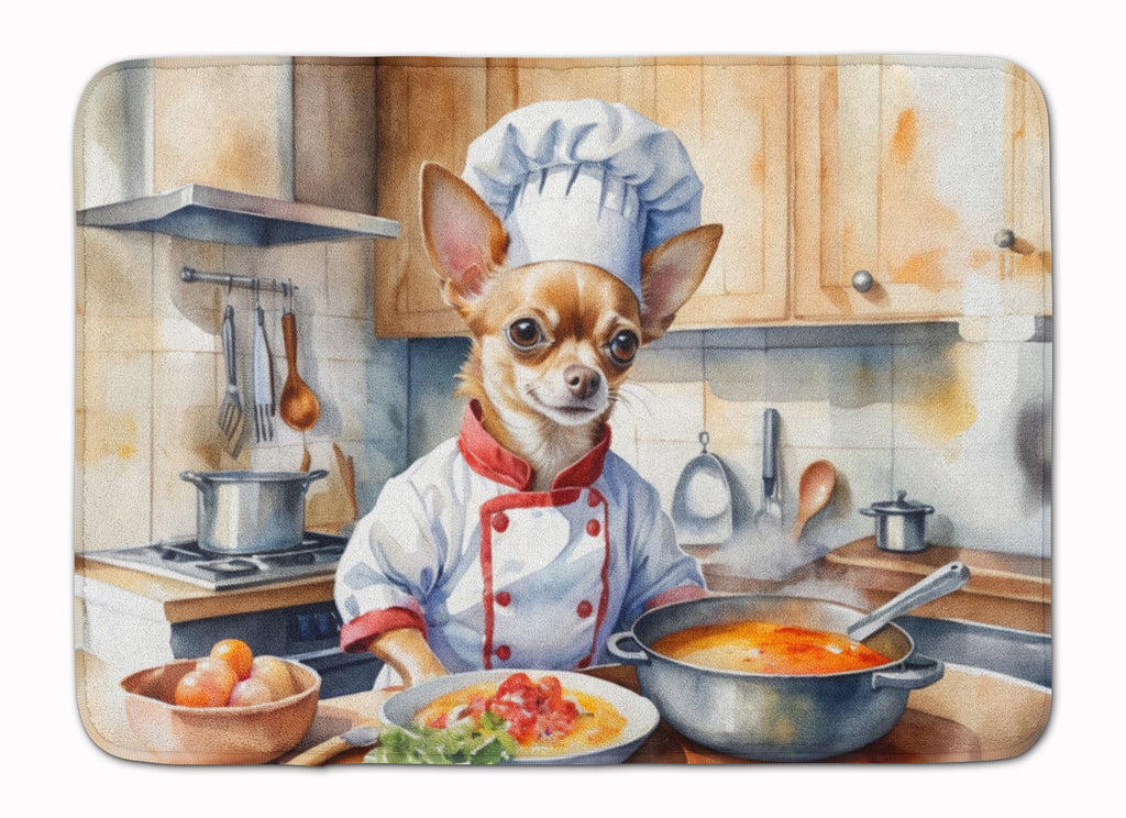Chihuahua The Chef Memory Foam Kitchen Mat Machine Washable Anti-Fatigue Cushion Comfort Bath or Kitchen Rug