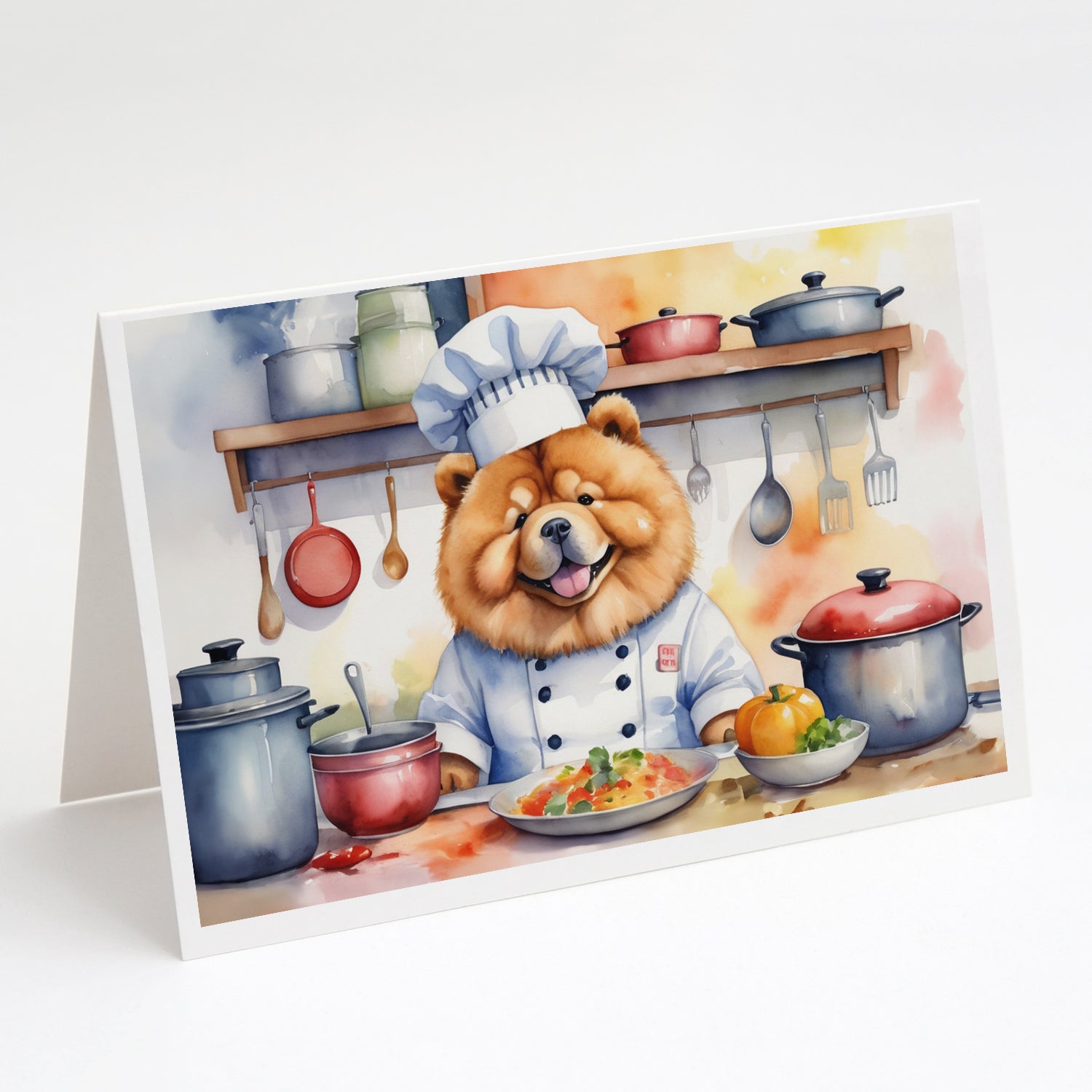 Chow Chow The Chef Greeting Cards Pack of 8 Blank Cards with Envelopes Whimsical A7 Size 5x7