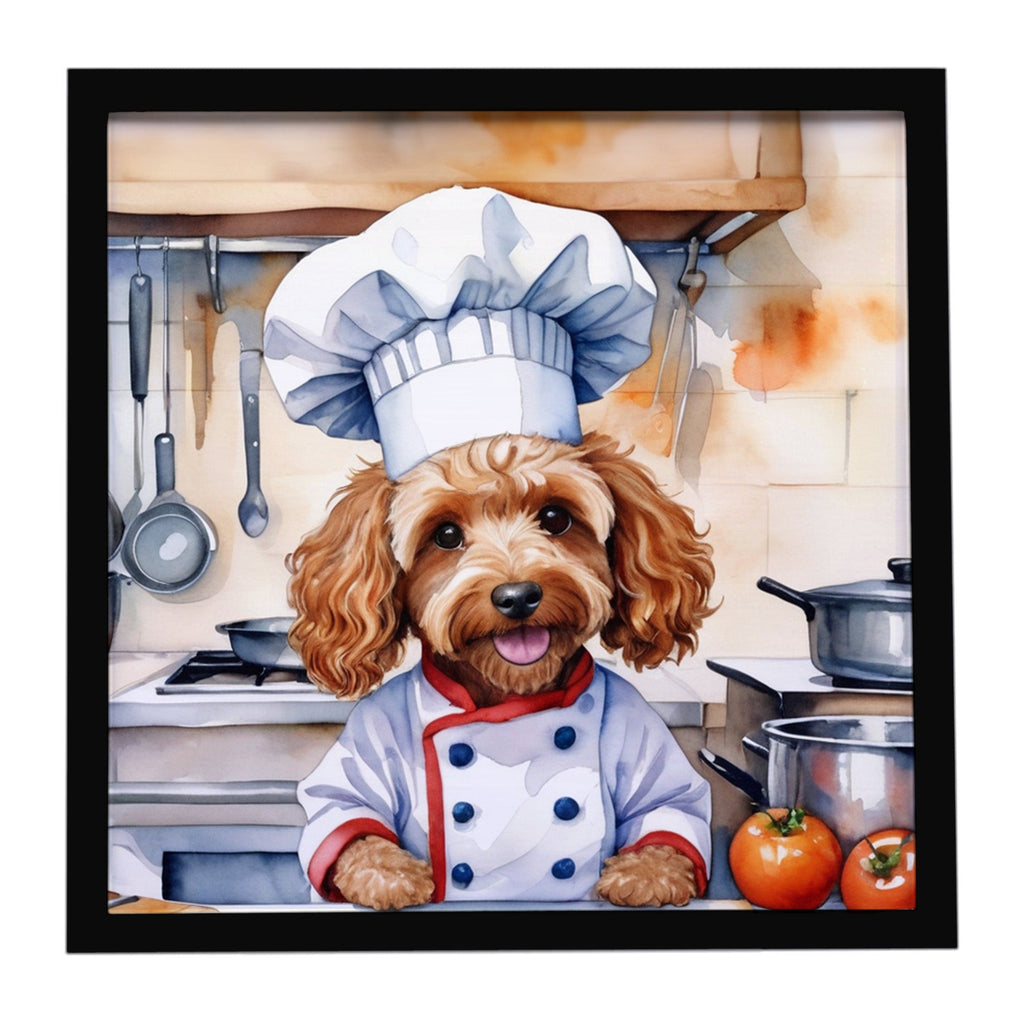 Cockapoo The Chef Framed Metal Print Bathroom, Kitchen, Office, Home Decor Wall Art Ready to Hang, Square, 8X8