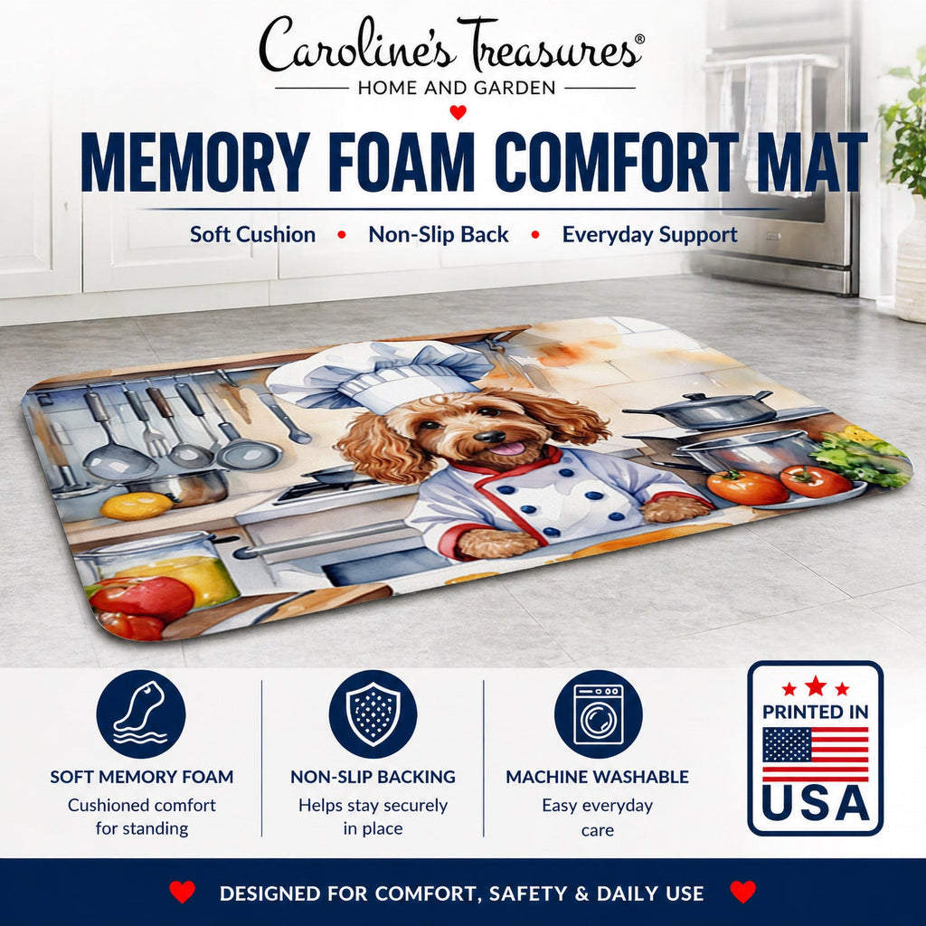 Cockapoo The Chef Memory Foam Kitchen Mat Machine Washable Anti-Fatigue Cushion Comfort Bath or Kitchen Rug