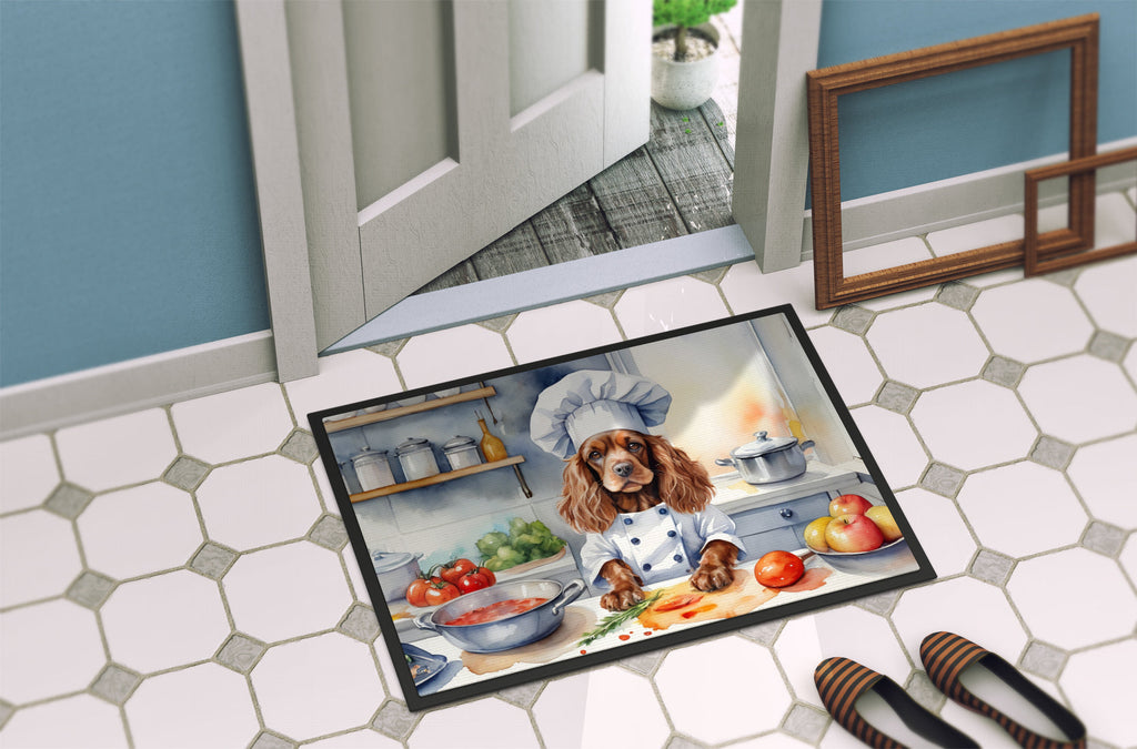 Cocker Spaniel The Chef Doormat Indoor Outdoor 24H X 36W Front Door Mat Rugs for Entryway, Non Slip Washable Low Pile,
