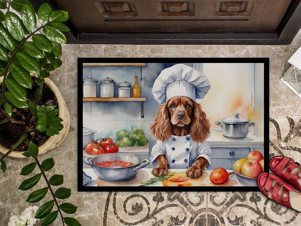Cocker Spaniel The Chef Doormat Indoor Outdoor 18H X 27W Front Door Mat Rugs for Entryway, Non Slip Washable