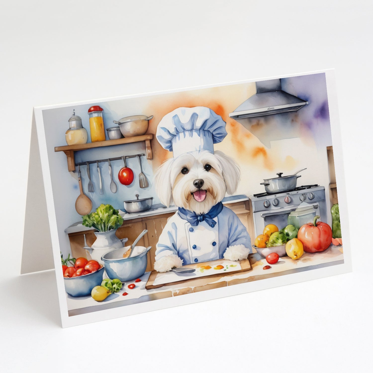 Coton de Tulear The Chef Greeting Cards Pack of 8 Blank Cards with Envelopes Whimsical A7 Size 5x7