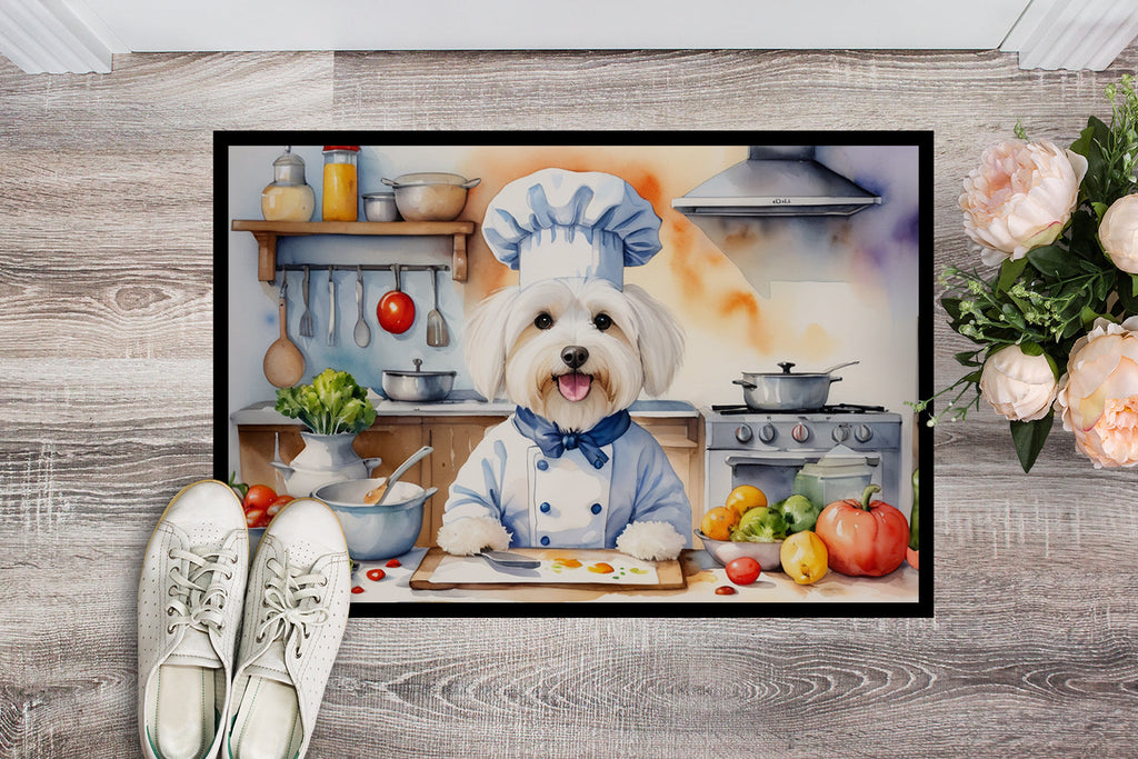 Coton de Tulear The Chef Doormat Indoor Outdoor 18H X 27W Front Door Mat Rugs for Entryway, Non Slip Washable