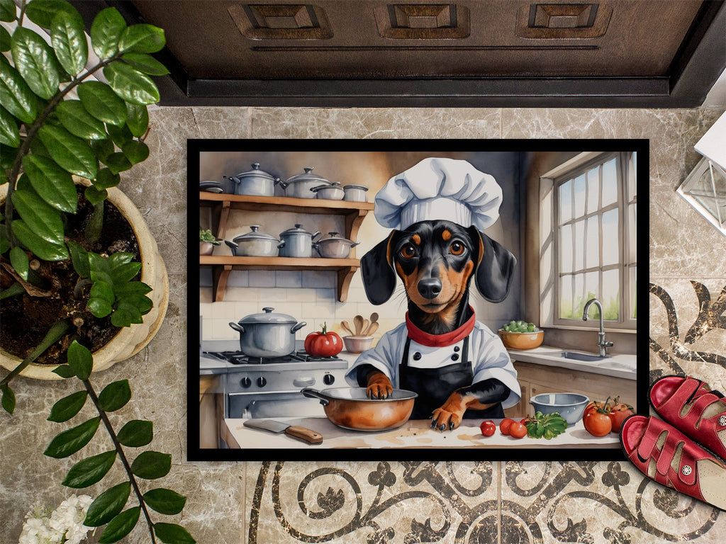 Dachshund The Chef Doormat Indoor Outdoor 24H X 36W Front Door Mat Rugs for Entryway, Non Slip Washable Low Pile,