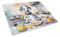 Dalmatian The Chef Cutting Board Tempered Glass Kitchen Cutting Surface, Heat Resistant Chopping, Non-Slip Feet, Food Prep & Serving