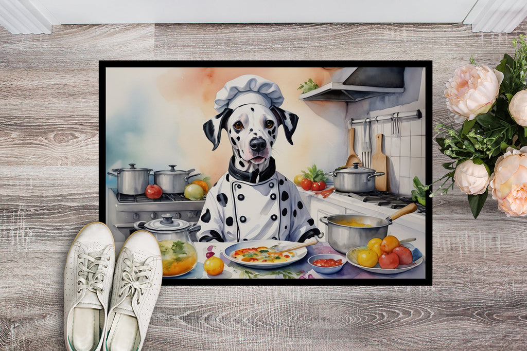 Dalmatian The Chef Doormat Indoor Outdoor 18H X 27W Front Door Mat Rugs for Entryway, Non Slip Washable