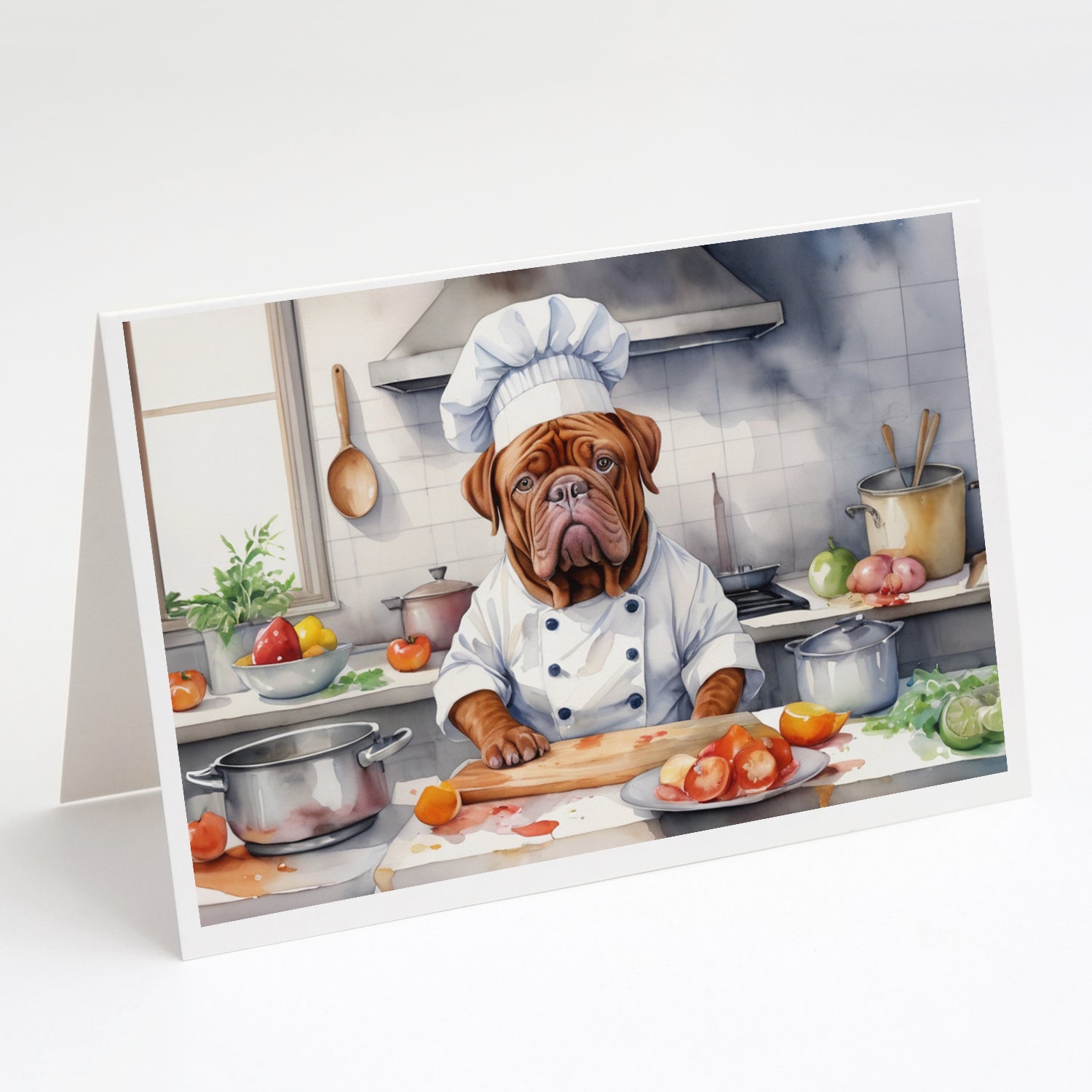 Dogue de Bordeaux The Chef Greeting Cards Pack of 8 Blank Cards with Envelopes Whimsical A7 Size 5x7