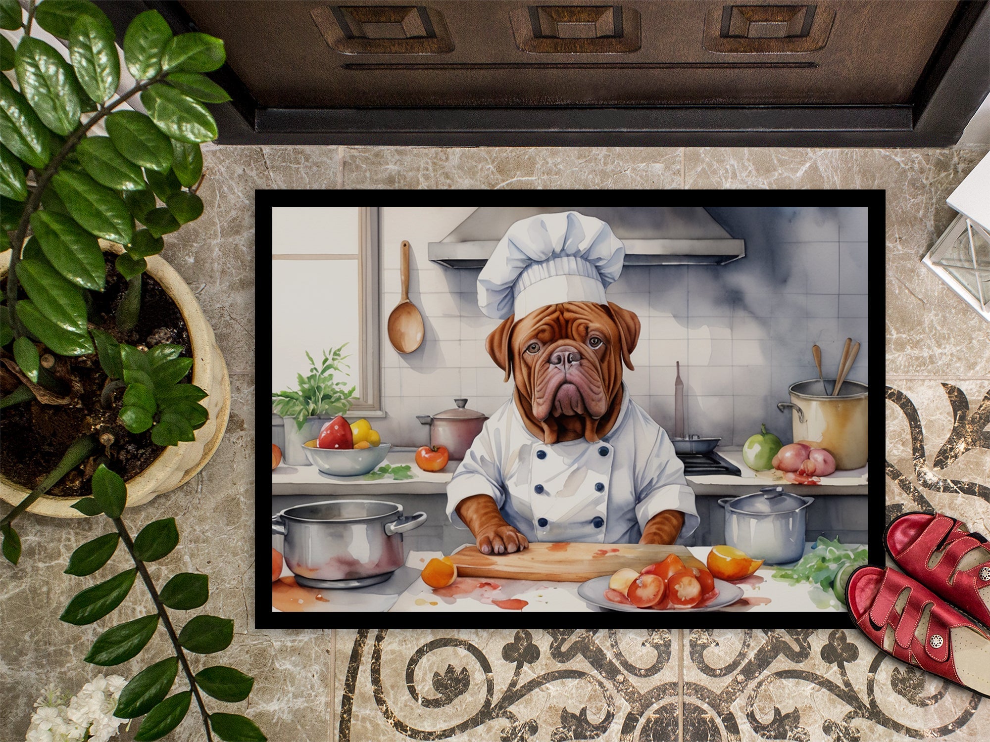 Dogue de Bordeaux The Chef Doormat Indoor Outdoor 18H X 27W Front Door Mat Rugs for Entryway, Non Slip Washable