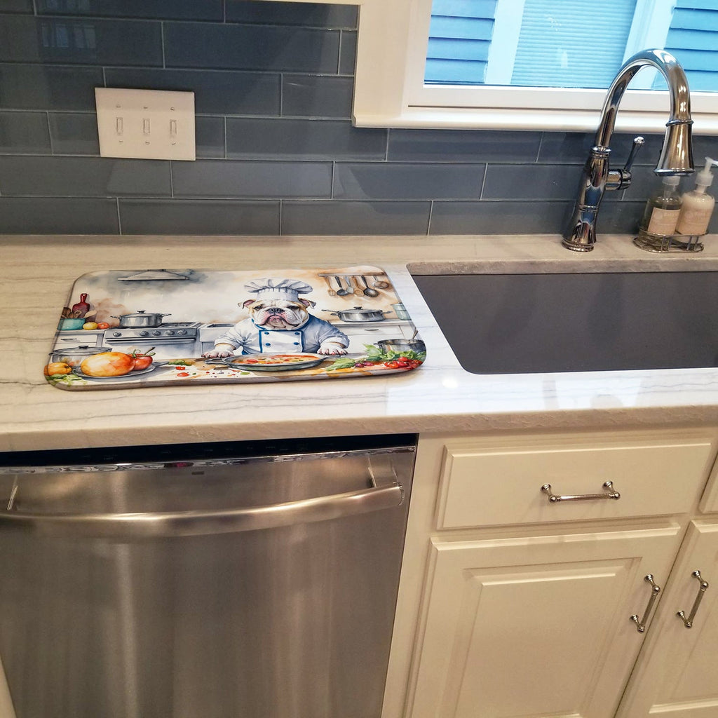 English Bulldog The Chef Dish Drying Mat Absorbent Dish Drying Mat Pad for Kitchen Counter Dish Drainer Mat for Countertop, 14 x 21", Multicolor
