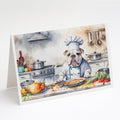English Bulldog The Chef Greeting Cards Pack of 8 Blank Cards with Envelopes Whimsical A7 Size 5x7