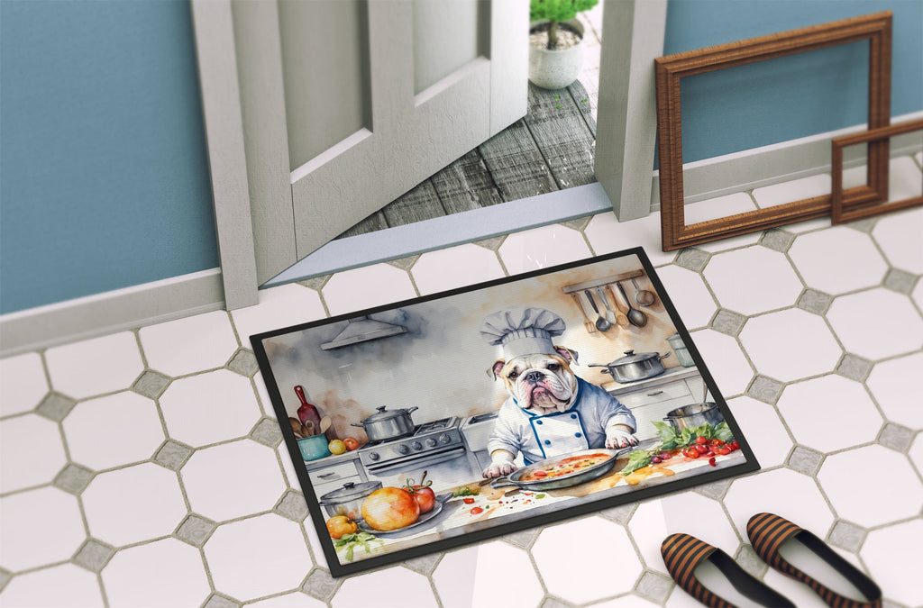 English Bulldog The Chef Doormat Indoor Outdoor 18H X 27W Front Door Mat Rugs for Entryway, Non Slip Washable