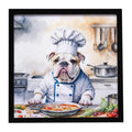 English Bulldog The Chef Framed Metal Print Bathroom, Kitchen, Office, Home Decor Wall Art Ready to Hang, Square, 8X8