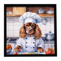 English Cocker Spaniel The Chef Framed Metal Print Bathroom, Kitchen, Office, Home Decor Wall Art Ready to Hang, Square, 8X8