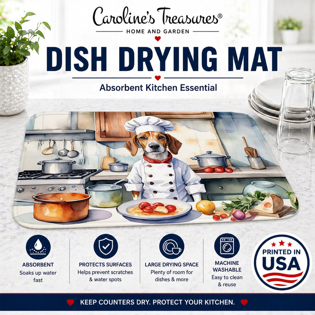English Foxhound The Chef Dish Drying Mat Absorbent Dish Drying Mat Pad for Kitchen Counter Dish Drainer Mat for Countertop, 14 x 21", Multicolor