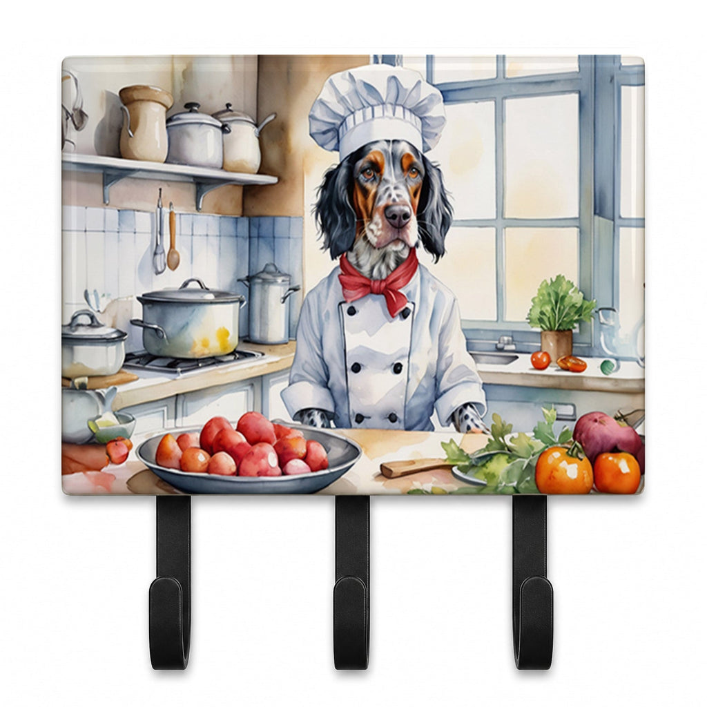 English Setter The Chef Leash or Key Holder Wall Hooks, Coat Rack Wall Mount, for Hanging Keys, Towels, Aprons, Leashes