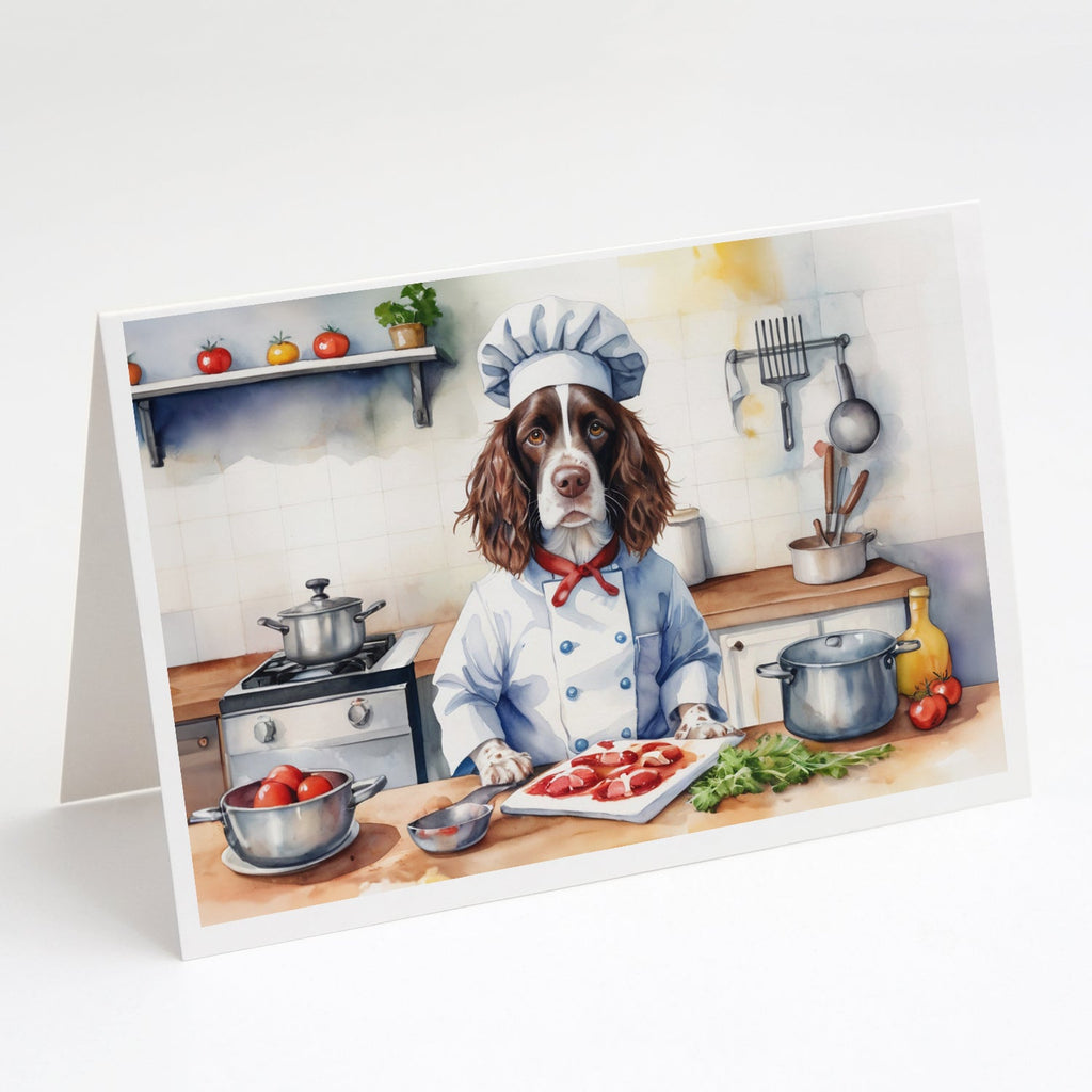 English Springer Spaniel The Chef Greeting Cards Pack of 8 Blank Cards with Envelopes Whimsical A7 Size 5x7