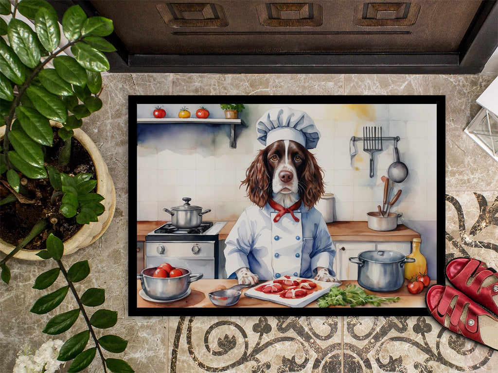 English Springer Spaniel The Chef Doormat Indoor Outdoor 18H X 27W Front Door Mat Rugs for Entryway, Non Slip Washable