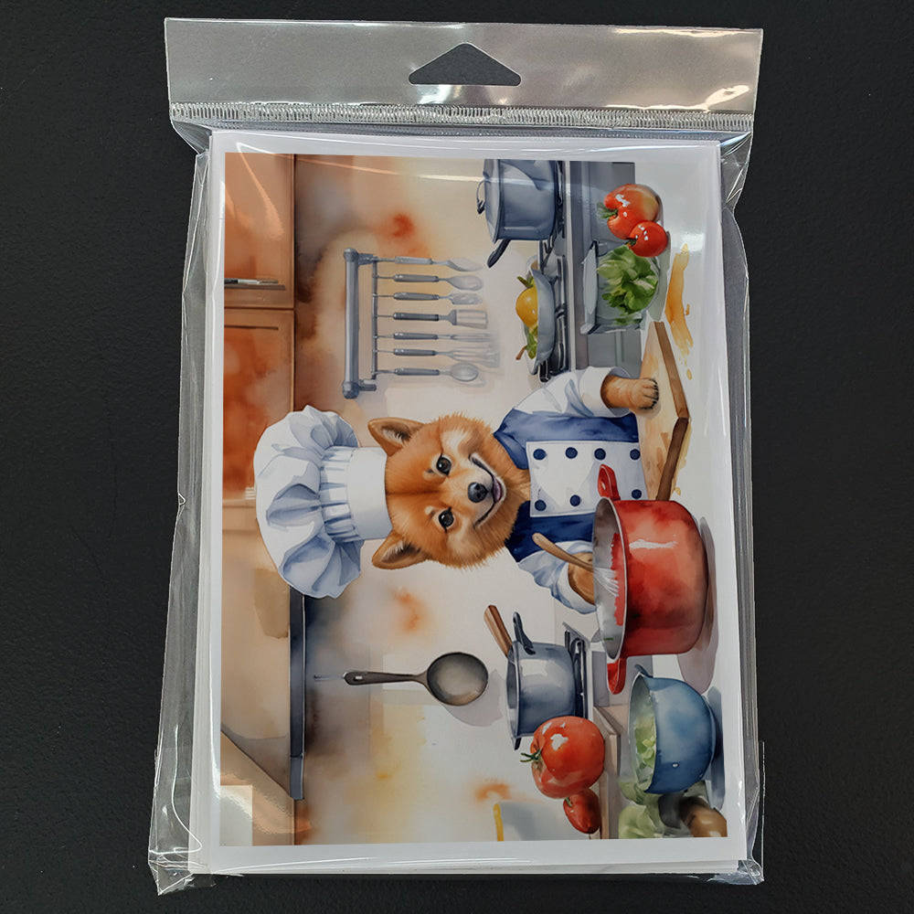 Finnish Spitz The Chef Greeting Cards Pack of 8 Blank Cards with Envelopes Whimsical A7 Size 5x7