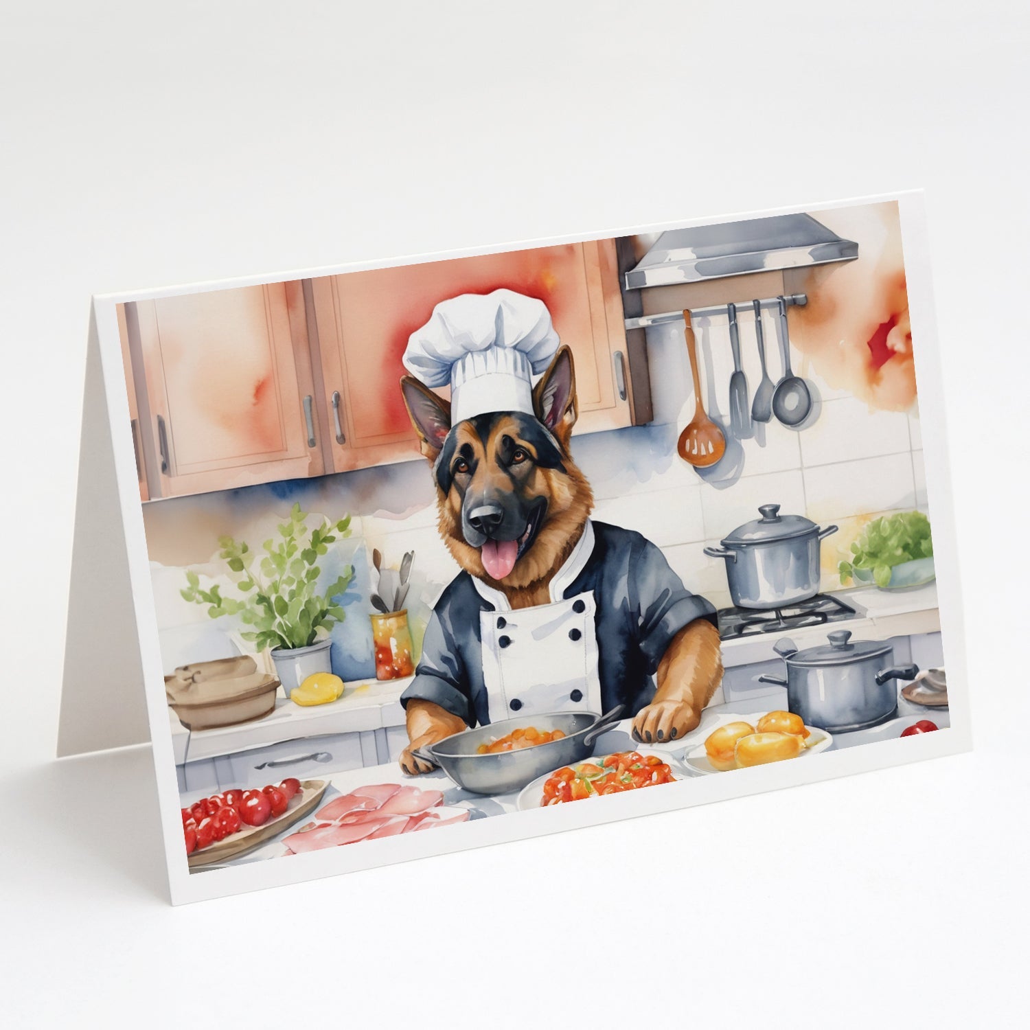German Shepherd The Chef Greeting Cards Pack of 8 Blank Cards with Envelopes Whimsical A7 Size 5x7