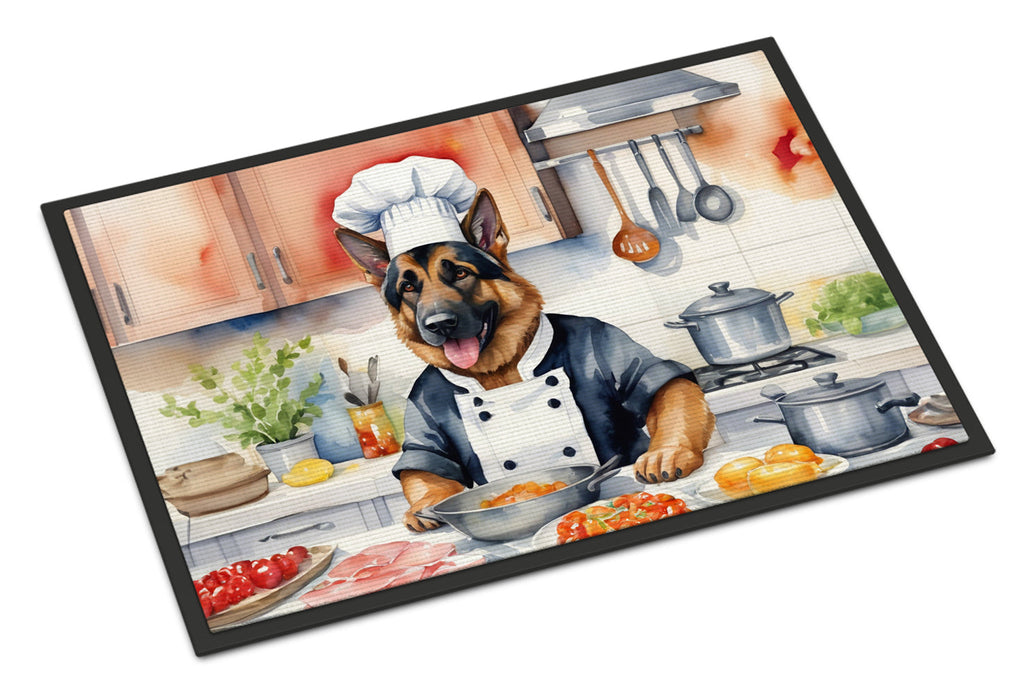German Shepherd The Chef Doormat Indoor Outdoor 18H X 27W Front Door Mat Rugs for Entryway, Non Slip Washable