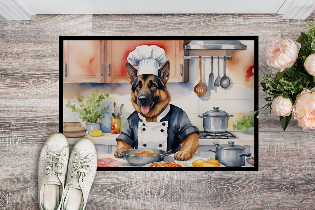 German Shepherd The Chef Doormat Indoor Outdoor 18H X 27W Front Door Mat Rugs for Entryway, Non Slip Washable