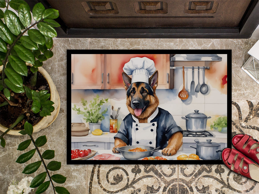 German Shepherd The Chef Doormat Indoor Outdoor 18H X 27W Front Door Mat Rugs for Entryway, Non Slip Washable
