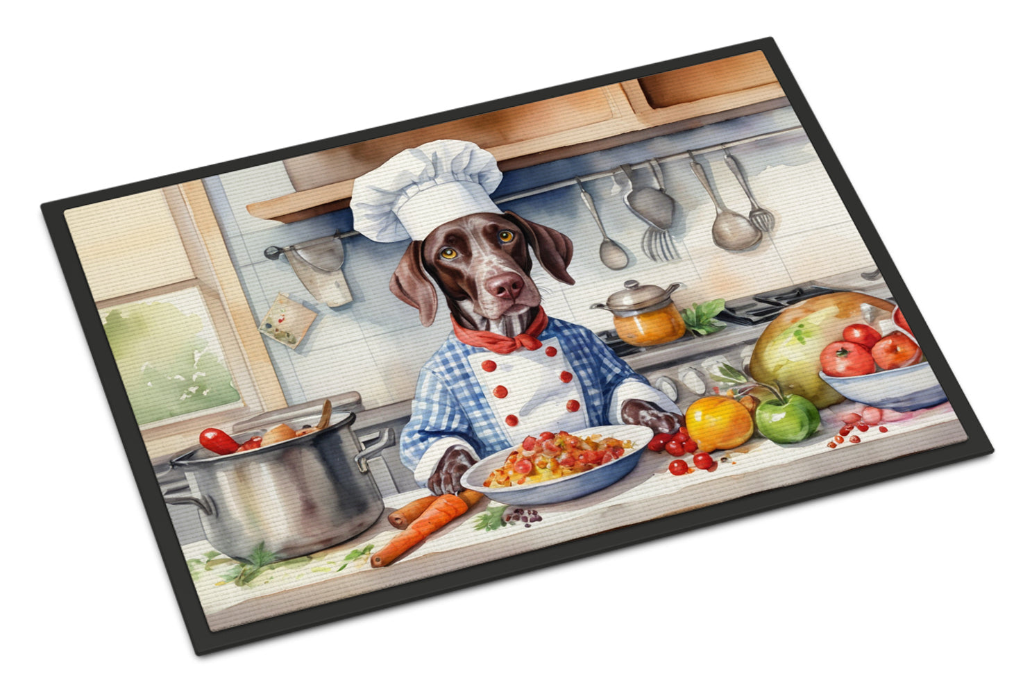 German Shorthaired Pointer The Chef Doormat Indoor Outdoor 18H X 27W Front Door Mat Rugs for Entryway, Non Slip Washable