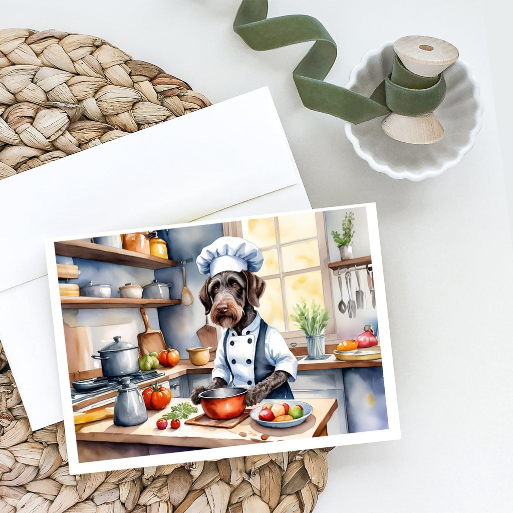 German Wirehaired Pointer The Chef Greeting Cards Pack of 8 Blank Cards with Envelopes Whimsical A7 Size 5x7