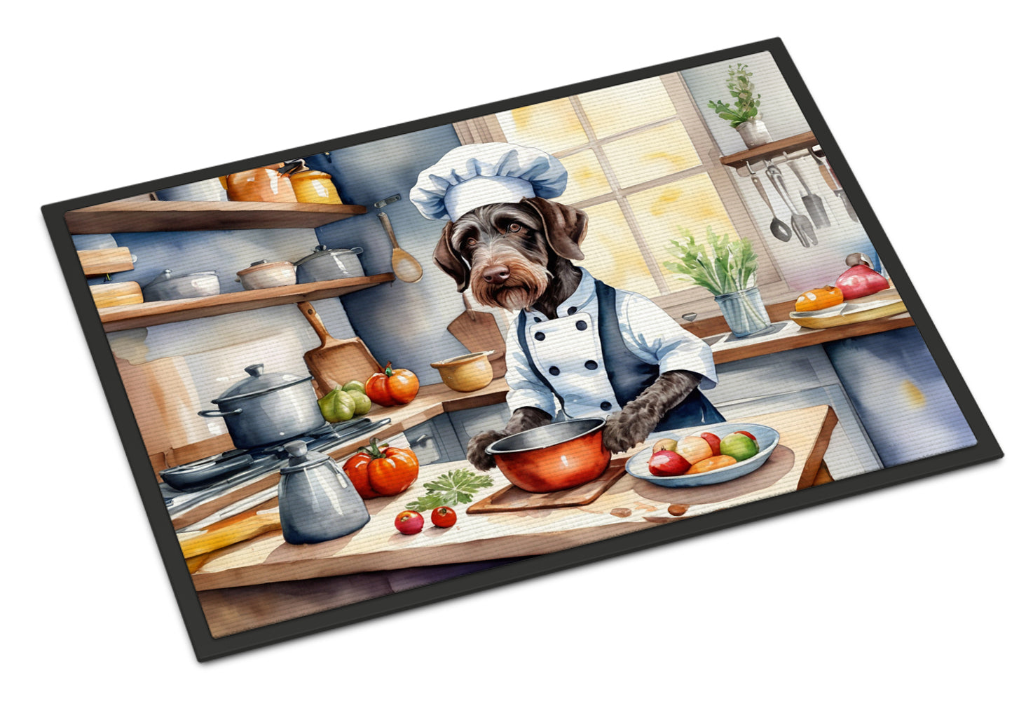 German Wirehaired Pointer The Chef Doormat Indoor Outdoor 24H X 36W Front Door Mat Rugs for Entryway, Non Slip Washable Low Pile,