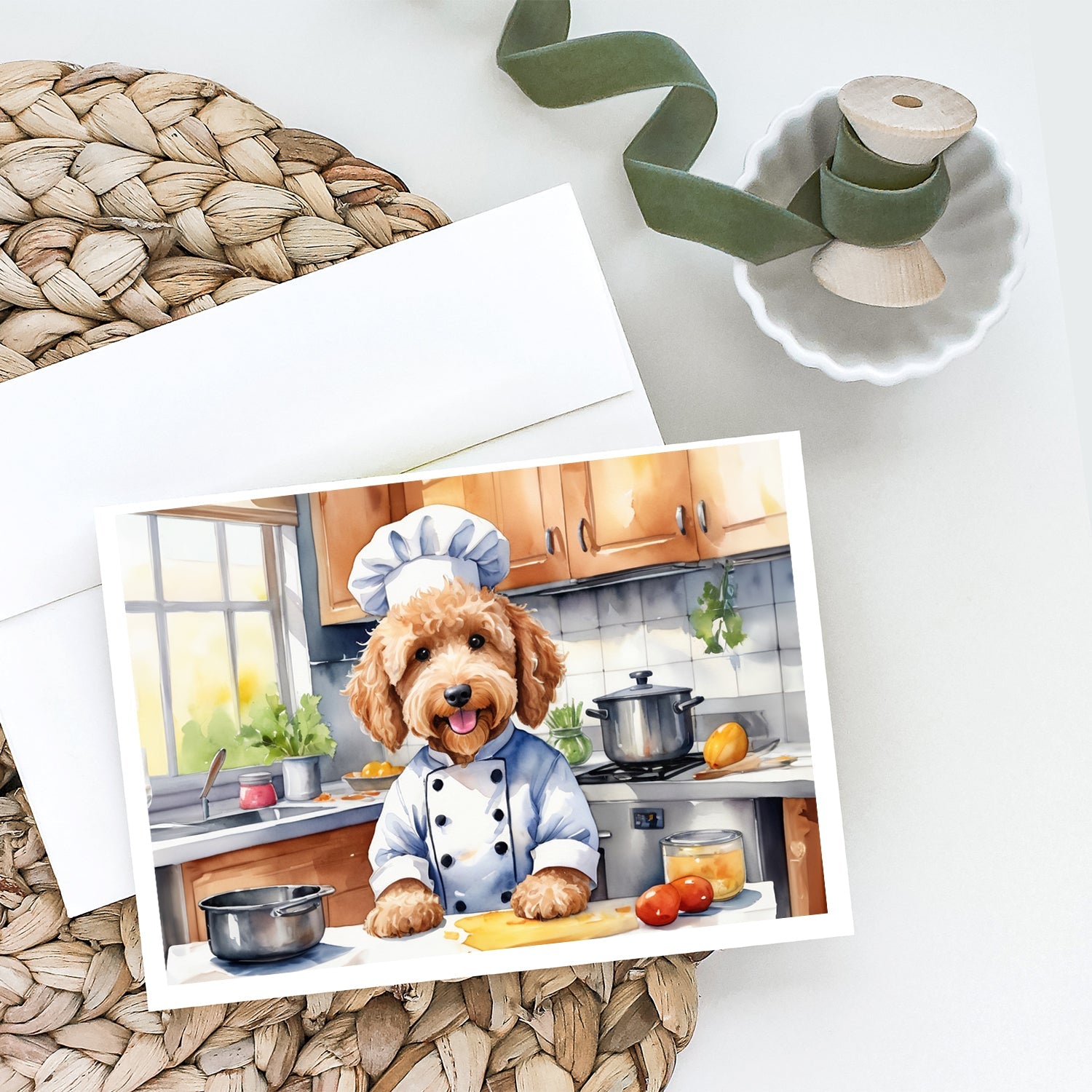 Goldendoodle The Chef Greeting Cards Pack of 8 Blank Cards with Envelopes Whimsical A7 Size 5x7